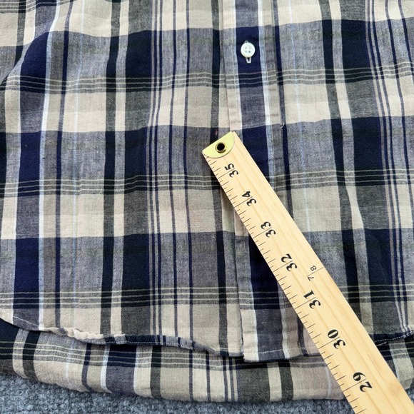 Ralph Lauren Shirt Mens Large Plaid Blaire Cotton Linen Ramie Blend Button Down - Picture 3 of 7